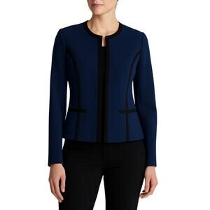 Black Label by Evan Picone Navy Blue Formal Blazer Jacket Size 6 Small